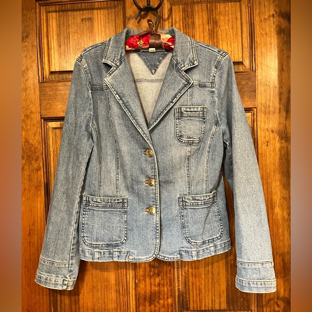 Tommy Hilfiger Vintage Stretch Denim Buttoned Front Blazer/Jacket Size 14